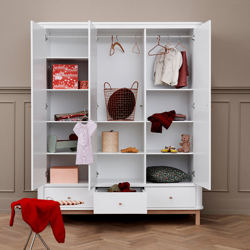 Oliver Furniture Wood Kleiderschrank & 3-türig Bengel – Onlineshop Engel Weiß/Eiche